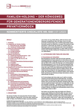 Cover der Leseprobe "Familien-Holding – Der Königsweg für generationenübergreifendes Privatvermögen" von DWS-Medien.