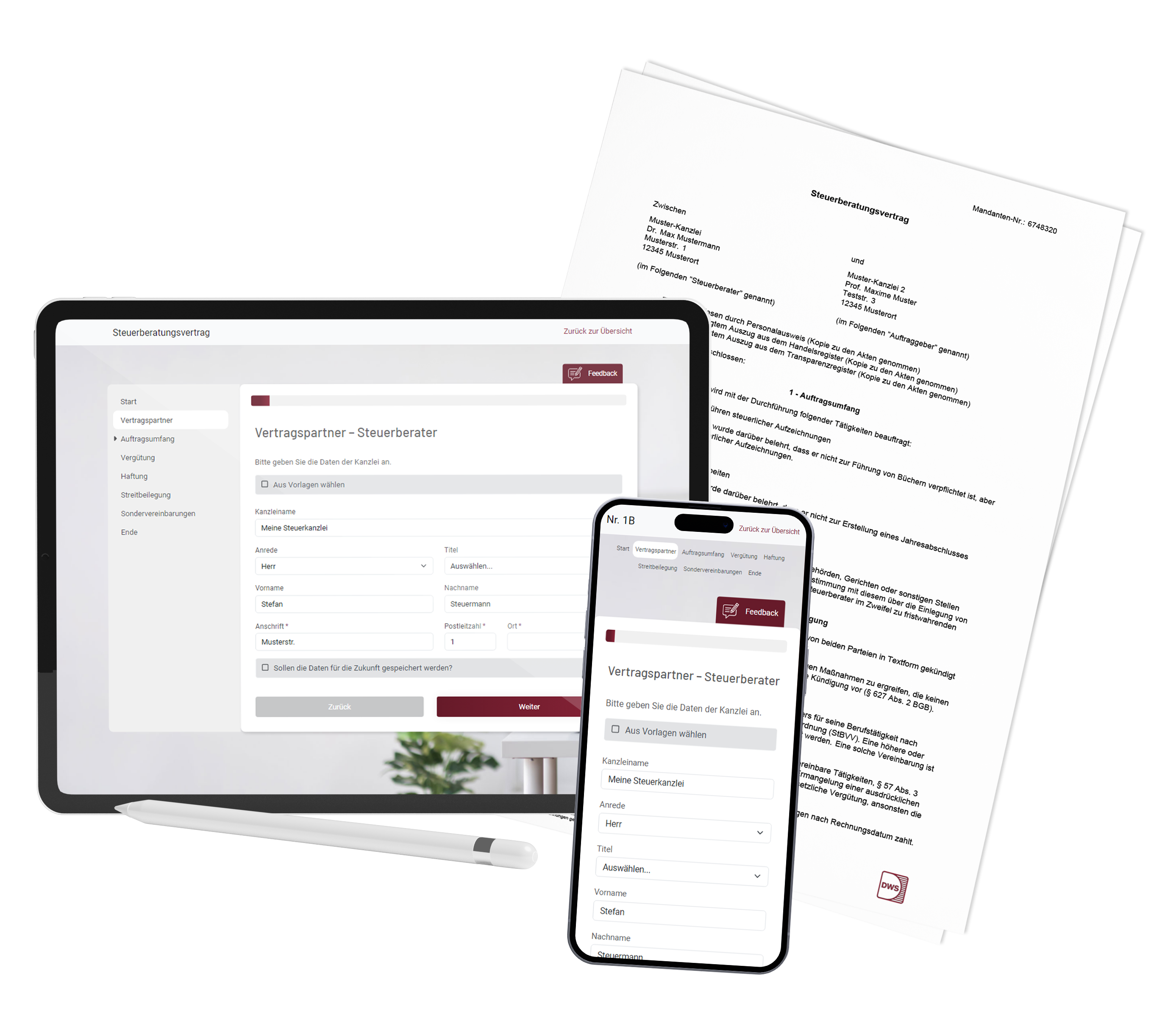 DWS FormularPilot – Geräteansichten