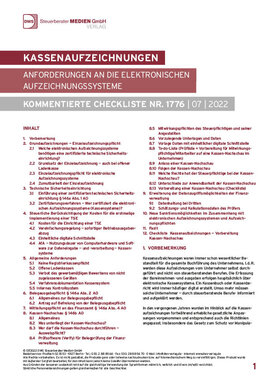Cover der Leseprobe "Kassenaufzeichnungen – Anforderungen an die elektronischen Aufzeichnungssysteme" von DWS-Medien.