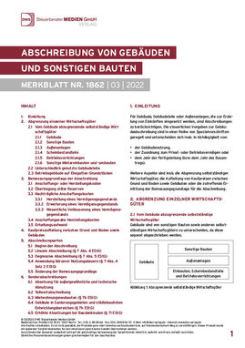 Cover der Leseprobe "Abschreibung von Gebäuden und sonstigen Bauten" von DWS-Medien.