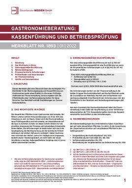 Cover der Leseprobe "Gastronomieberatung: Kassenführung und Betriebsprüfung" von DWS-Medien.