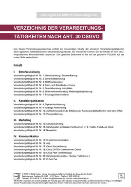 Cover der Word-Datei "Verzeichnis der Verarbeitungstätigkeiten nach Art. 30 DSGVO" von DWS-Medien.