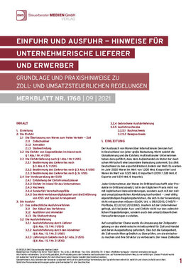 Cover der Leseprobe "Grundlagen und Praxishinweise zu zoll- und umsatzsteuerrechtlichen Regelungen" von DWS-Medien.