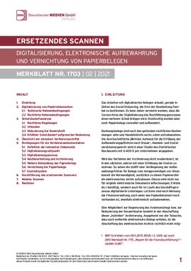 Cover der Leseprobe "Ersetzendes Scannen – Digitalisierung, elektronische Aufbewahrung und Vernichtung von Papierbelegen" von DWS-Medien.