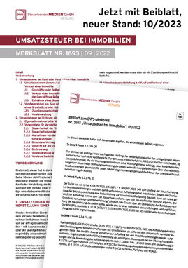 Cover der Leseprobe "Umsatzsteuer bei Immobilien" von DWS-Medien.